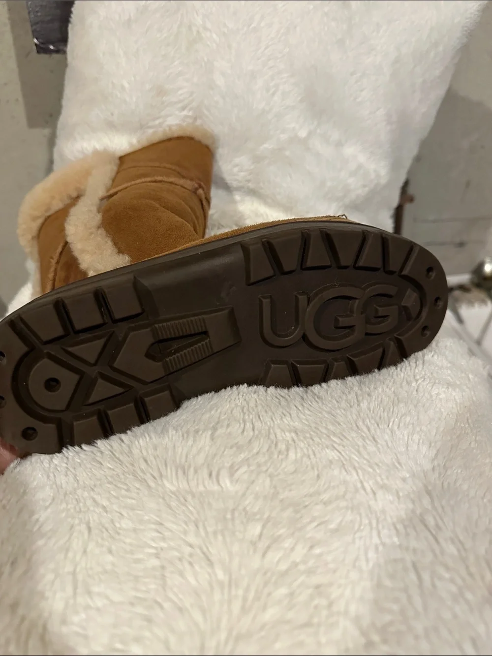 UGG Chestnut Suede Tall Shearling-Lined Boot